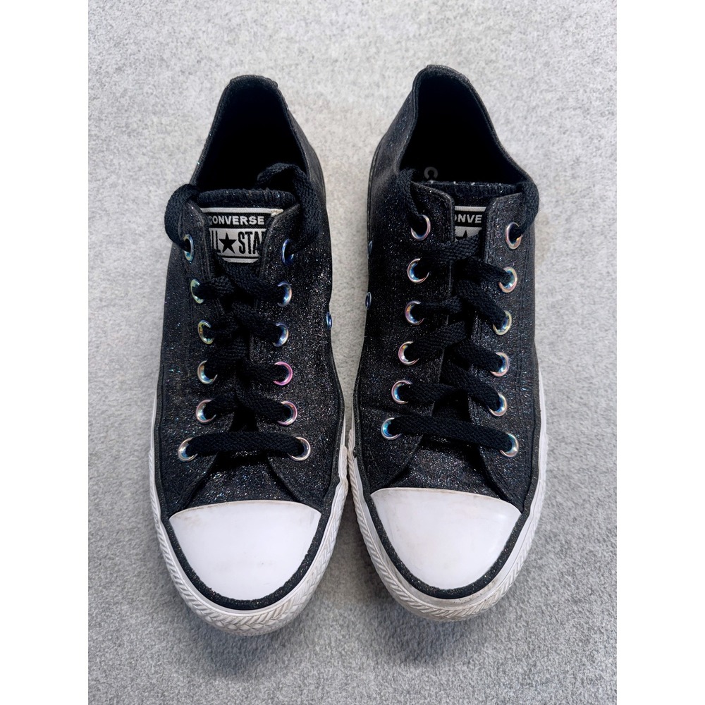Converse All Star Glitter Low Top Sneakers Black Sparkle Womens Size 7 Summer